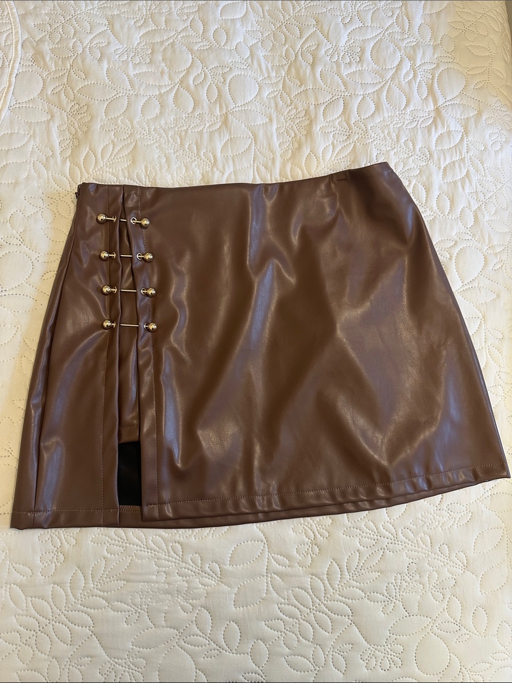 Brown Faux Leather Mini Skirt